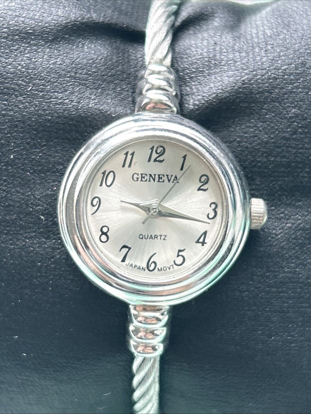 Geneva Silver Tone Bangle Watch